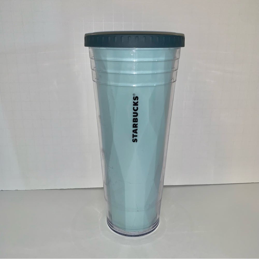Starbucks 2012 Chiseled Prism Blue/Teal Cold Drink Tumbler 24 oz